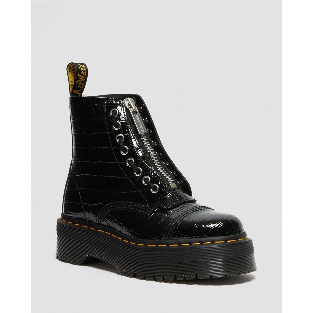 Dr Martens NIB Women 8 Sinclair Black Wild Croc Embossed Platform Leather Grunge